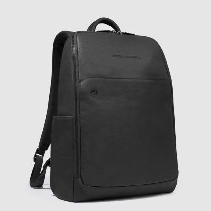 Piquadro Zaino uomo nero in pelle porta pc 15,6" personalizzabile Black Square