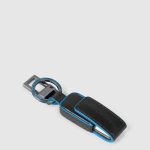 Piquadro Portachiavi nero in pelle con chiavetta USB da 256 GB Blue Square