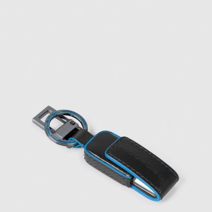Piquadro Portachiavi nero in pelle con chiavetta USB da 256 GB Blue Square
