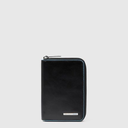 Piquadro Portafogli da donna nero in pelle piccolo zip-around Blue Square