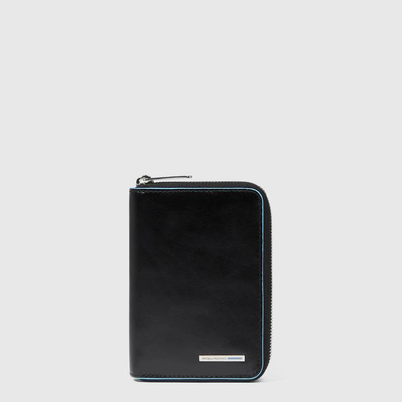 Piquadro Portafogli da donna nero in pelle piccolo zip-around Blue Square Piquadro Portafogli da donna nero in pelle piccolo zip-around Blue Square