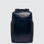 Piquadro Zaino blu in pelle porta pc 14" personalizzabile Blue Square