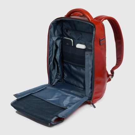 Piquadro Zaino arancio in pelle porta pc 14" personalizzabile Blue Square