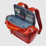 Piquadro Zaino arancio in pelle porta pc 14" personalizzabile Blue Square
