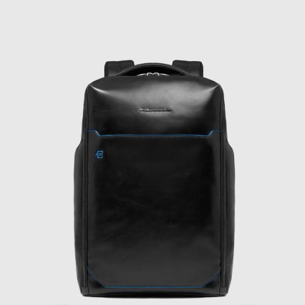Piquadro Zaino nero in pelle porta pc 14" personalizzabile Blue Square