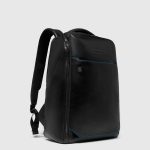 Piquadro Zaino nero in pelle porta pc 14" personalizzabile Blue Square