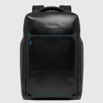 Piquadro Zaino nero in pelle porta pc 15,6" personalizzabile Blue Square