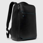 Piquadro Zaino nero in pelle porta pc 15,6" personalizzabile Blue Square