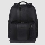 Piquadro Zaino uomo nero in tessuto riciclato e pelle porta pc 15,6" Brief