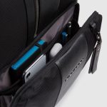 Piquadro Zaino uomo nero in tessuto riciclato e pelle porta pc 15,6" Brief