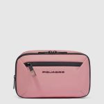 Piquadro Beauty case rosa in tessuto gommato resistente all'acqua Corner 2.0