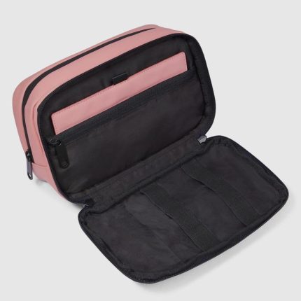 Piquadro Beauty case rosa in tessuto gommato resistente all'acqua Corner 2.0