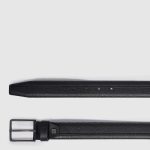 Piquadro Cintura uomo nera in pelle con fibbia ad ardiglione Cronus