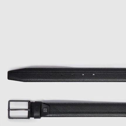 Piquadro Cintura uomo nera in pelle con fibbia ad ardiglione Cronus