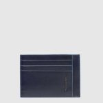 Piquadro Portacarte uomo sottile blu in pelle Blue Square