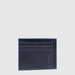 Piquadro Portacarte uomo sottile blu in pelle Blue Square