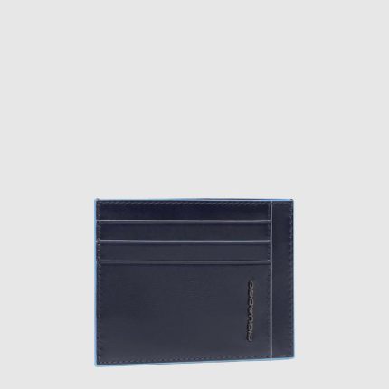 Piquadro Portacarte uomo sottile blu in pelle Blue Square