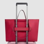 Piquadro Shopping bag rossa in tessuto e pelle porta pc 15,6" pieghevole Lyra