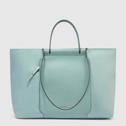 Piquadro Shopping bag verde in tessuto e pelle porta pc 15,6" pieghevole Lyra