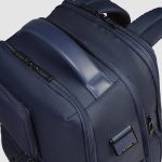 Piquadro Zaino da viaggio blu in tessuto e pelle porta pc 14