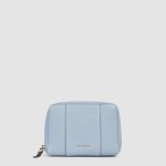 Piquadro Trousse per il trucco azzurra in pelle Circle