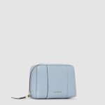 Piquadro Trousse per il trucco azzurra in pelle Circle