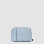 Piquadro Trousse per il trucco azzurra in pelle Circle