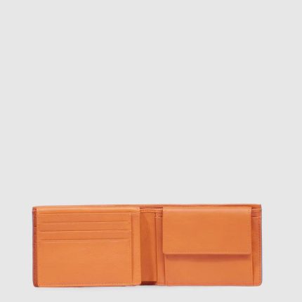 Piquadro Portafogli uomo arancione in pelle con porta documenti Atlas