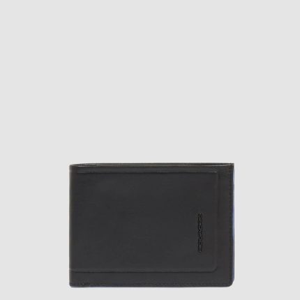 Piquadro Portafogli uomo nero in pelle con portamonete Atlas