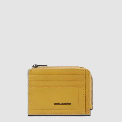 Piquadro Portamonete giallo in pelle con porta documenti e carte di credito Atlas