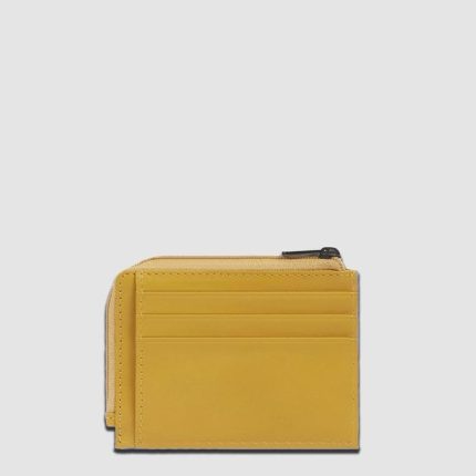 Piquadro Portamonete giallo in pelle con porta documenti e carte di credito Atlas