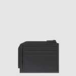 Piquadro Portamonete nero in pelle con porta documenti e carte di credito Atlas