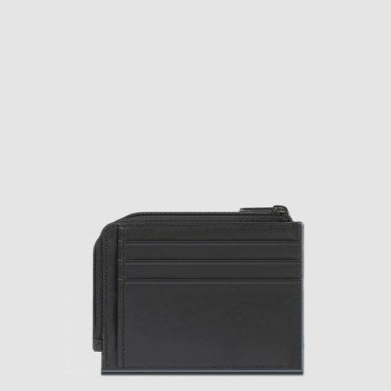 Piquadro Portamonete nero in pelle con porta documenti e carte di credito Atlas