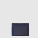 Piquadro Portafogli uomo blu in tessuto e pelle con porta documenti Orion