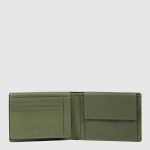 Piquadro Portafogli uomo verde in tessuto e pelle con porta documenti Orion