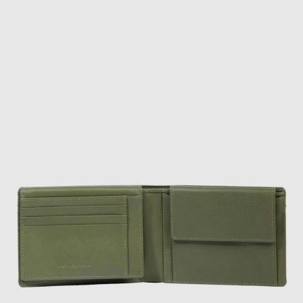 Piquadro Portafogli uomo verde in tessuto e pelle con porta documenti Orion