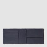 Piquadro Portafogli uomo blu in tessuto e pelle con portamonete Orion