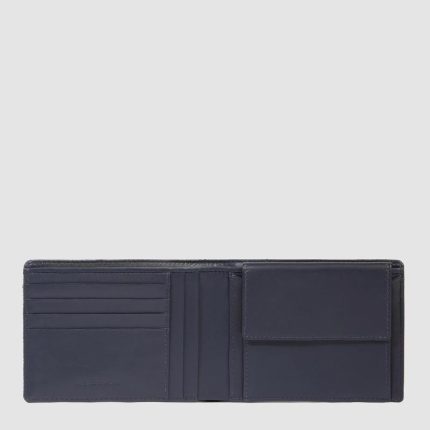 Piquadro Portafogli uomo blu in tessuto e pelle con portamonete Orion