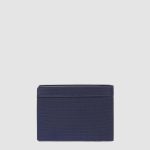 Piquadro Portafogli uomo blu in tessuto e pelle con portamonete Orion