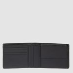 Piquadro Portafogli uomo nero in tessuto e pelle con portamonete Orion
