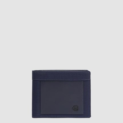 Piquadro Portafogli uomo blu in tessuto e pelle con portamonete Orion