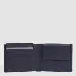 Piquadro Portafogli uomo blu in tessuto e pelle con portamonete Orion