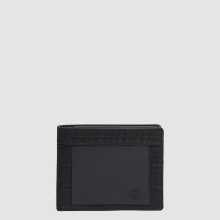 Piquadro Portafogli uomo nero in tessuto e pelle con portamonete Orion
