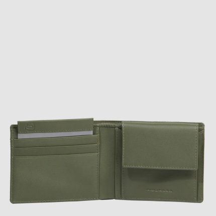 Piquadro Portafogli uomo verde in tessuto e pelle con portamonete Orion