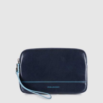 Piquadro Pochette uomo blu in pelle Blue Square