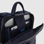 Piquadro Zaino blu in pelle porta computer e porta iPadlue Square