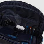 Piquadro Zaino blu in pelle porta computer e porta iPadlue Square