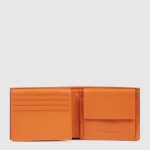 Piquadro Portafogli uomo arancione in pelle con volantino porta documenti Atlas