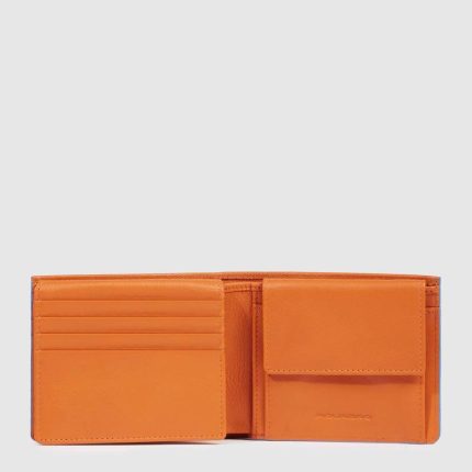Piquadro Portafogli uomo arancione in pelle con volantino porta documenti Atlas