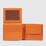 Piquadro Portafogli uomo arancione in pelle con volantino porta documenti Atlas